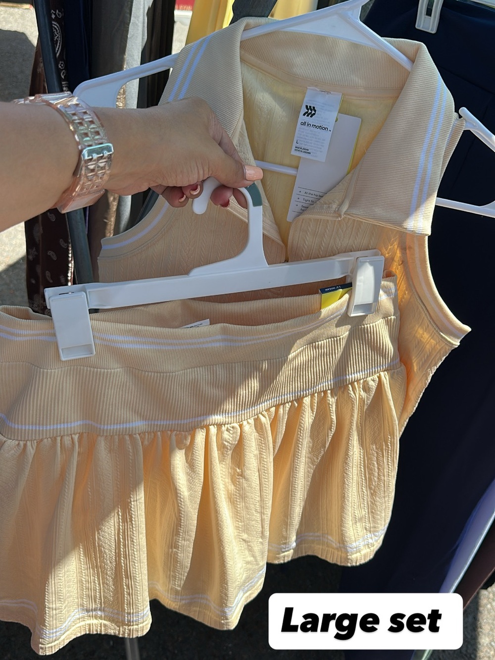 all in motion Peach Ribbed Polo Cropped Tank with Peplum
